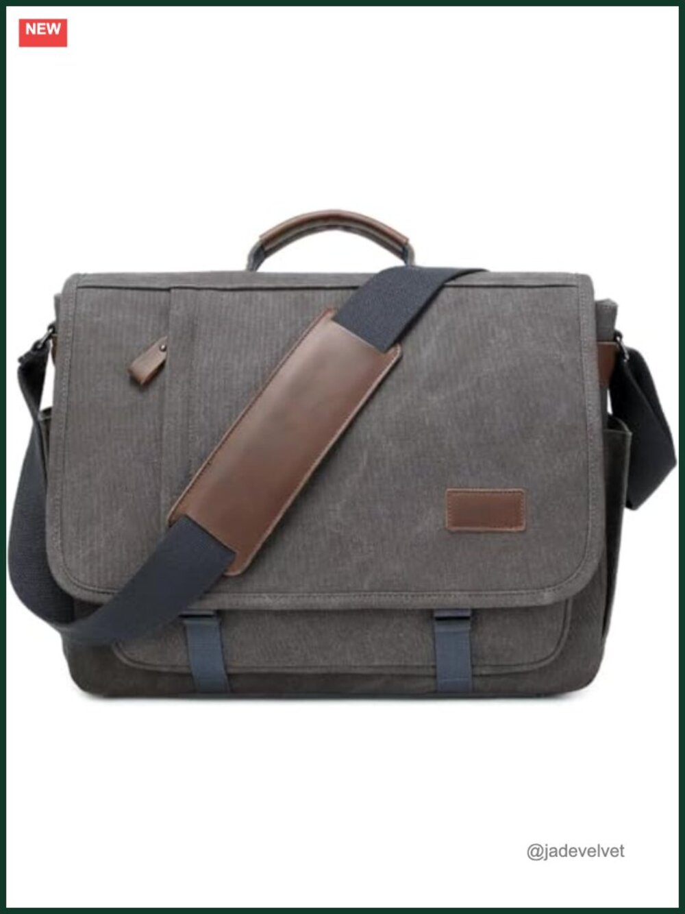 17 inch Water-resistant Canvas Laptop Messenger Bag for Men Business Briefcase